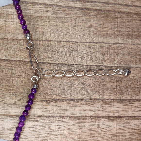 Jay King Purple Turquoise Bead Necklace w/Sterling Silver Wrapped Pendant - Picture 3 of 8